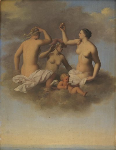 Juno, Minerva och Venus med Amor av Toussaint Gelton