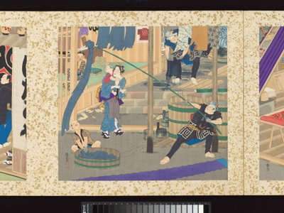 Hantverkare, skönheter och årliga evenemang av Toyohara Kunichika