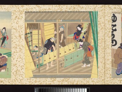 Hantverkare, skönheter och årliga evenemang av Toyohara Kunichika