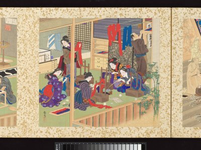 Hantverkare, skönheter och årliga evenemang av Toyohara Kunichika