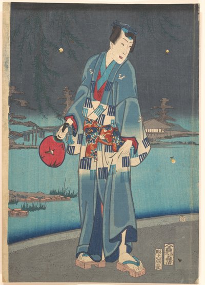 Moderna Genji - Betraktande av eldflugor (Imayō Genji Shiken Hotaru Asobi) av Toyohara Kunichika