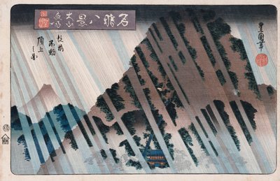 "Night Rain, Oyama", från serien "Åtta vyer över kända platser" av Toyokuni II