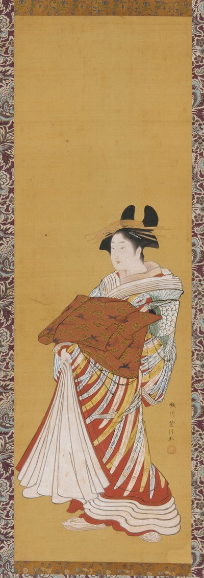 Yujo på parad, sent 1700-tal. av Toyonobu Utagawa