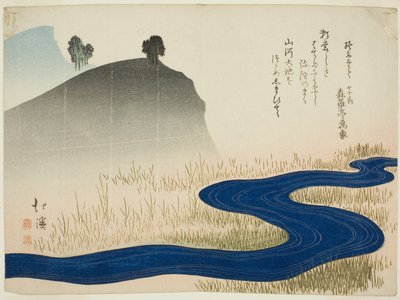 Eine bergige Landschaft mit einem Bach von Toyota (1780-1850) Hokkei