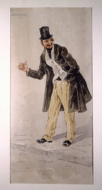 Tecoppakratur av den milanesiske skådespelaren Edoardo Ferravilla 1874, akvarell av Tranquillo Cremona av Tranquillo Cremona