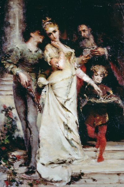 Confidences, av Tranquillo Cremona (1837-1878), olja på duk, 61,5x41 cm av Tranquillo Cremona