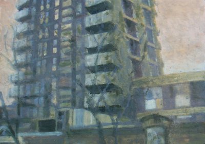 En plats att leva på 19, 2011 (olja på plywood) av Trevor Burgess
