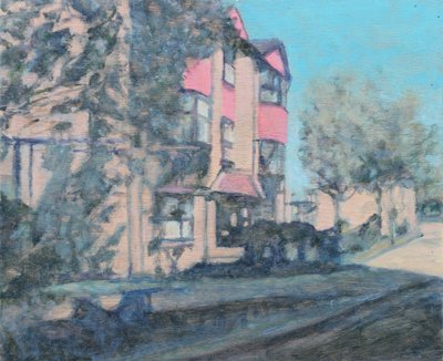 En plats att bo på 59, 2013 (olja på plywood) av Trevor Burgess