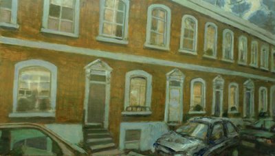 En plats att bo på L5, 2013 (olja på plywood) av Trevor Burgess