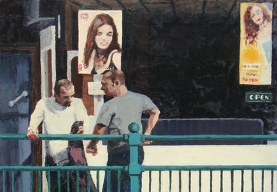 Konversation, 2006 (olja på pannå) av Trevor Burgess
