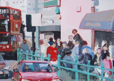 Crowded pavement, 2007 (olja på duk) av Trevor Burgess
