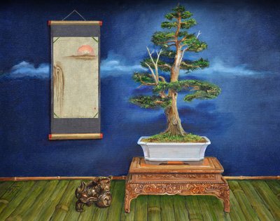 Bonsai, 2020 (olja på duk) av Trevor Neal