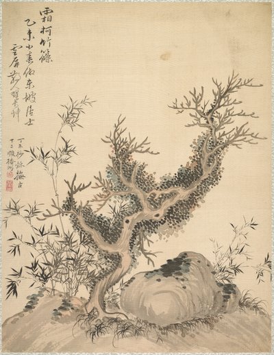 Frostade grenar och dvärgbambu av Tsubaki Chinzan