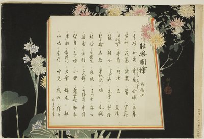 Indexsida, utskrifter .51-.100 (Vol.1), från serien "Pictures of No Performances (Nogaku Zue)" av Tsukioka Kogyo