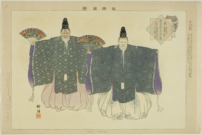 Nimin Okina, från serien "Pictures of No Performances (Nogaku Zue)" av Tsukioka Kogyo