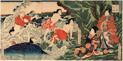 En modern prins Genji vid Chigogafuchi, Enoshima av Tsukioka Yoshitoshi