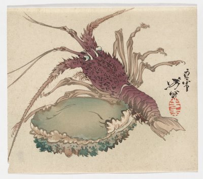 Hummer och abalone av Tsukioka Yoshitoshi
