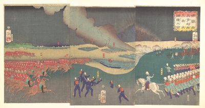 Manövrer med tre kategorier franska och engelska soldater av Tsukioka Yoshitoshi