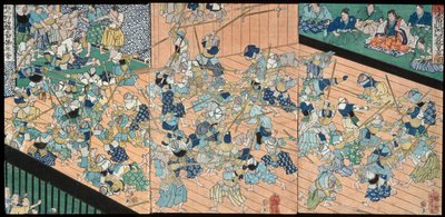Uji Jōetsus elever övar fäktning av Tsukioka Yoshitoshi