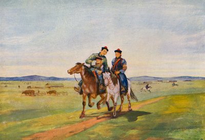 Kärlek i stäpperna (färglitografi) av Tsyrenzhap Sampilovich Sampilov