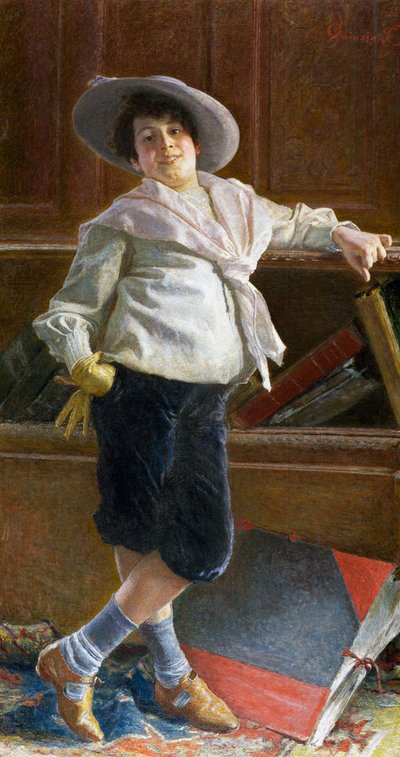 Porträtt av ung man, målning av Tullio Salvatore Quinzio (1858-1918), olja på duk, 80x100 cm av Tullio Salvatore Quinzio