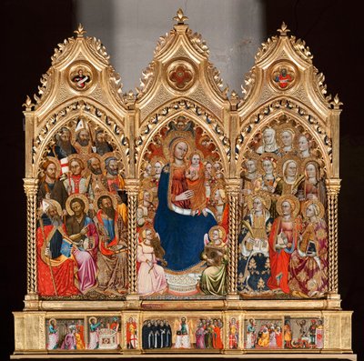 Predella med Saint Bartholomews liv, från Jungfru och barn omgiven av änglar och helgon (olja på panel av Turino Vanni