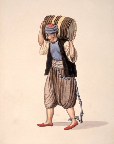 Prisoner in Chains, ottomansk tid, 1700-talets tredje kvartal (wc på papper) av Turkish School