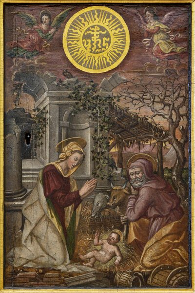 Jesu födelse, dörr till ett ciborium, första halvan av XVI-talet (olja på panel) av Tuscan School