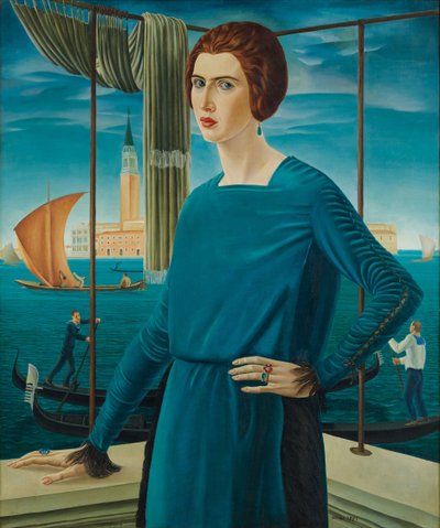 The Artists Wife med Venedig i bakgrunden, 1921. av Ubaldo Oppi