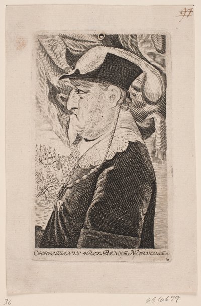 Christian IV som gammal man. Profil av Ubekendt