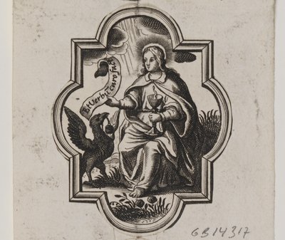 Emblem med Johannes evangelisten av Ubekendt