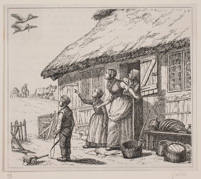 Illustration till "Storken er kommen", dikt av Gotfred Rode av Ubekendt