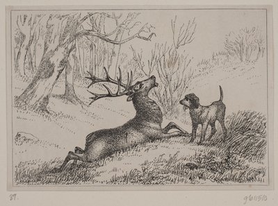 Illustration till dikten "Hjorten" av Gotfred Rode av Ubekendt