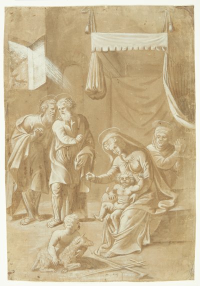 Maria med Jesusbarnet, Johannes Döparen, Elisabet, Josef och Sakarias av Ubekendt