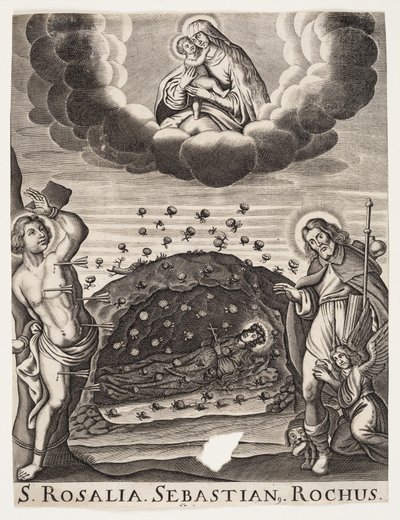 St Rosalia, St Sebastian och St Rocco av Ubekendt