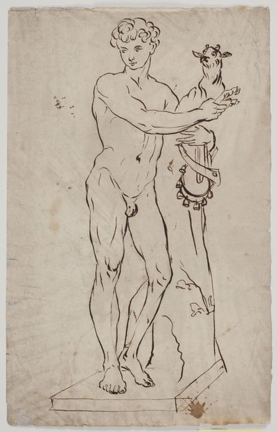 Kopia efter Salys staty "Ung faun som håller en getunge" (1750). Efter ett exemplar på en fyrkantig bas av Ubekendt KKS21008