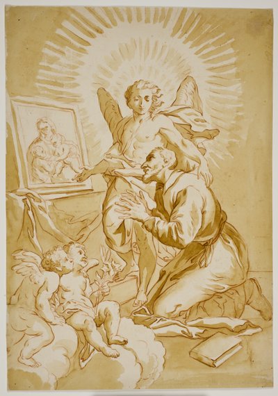 St Philip Neri avgudar en målning av Madonnan som visas för honom av en ängel av Ubekendt Ubekendt