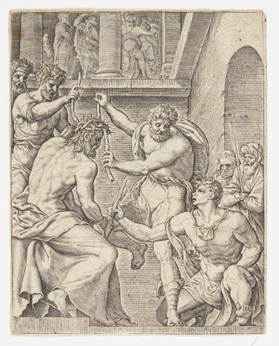 とげのある戴冠式 スウェーデン語 av Ubekendt efter Dirck Volckertsz. Coornhert efter Maarten van Heemskerck