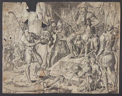David skär av Goliats huvud av Ubekendt efter Maarten van Heemskerck