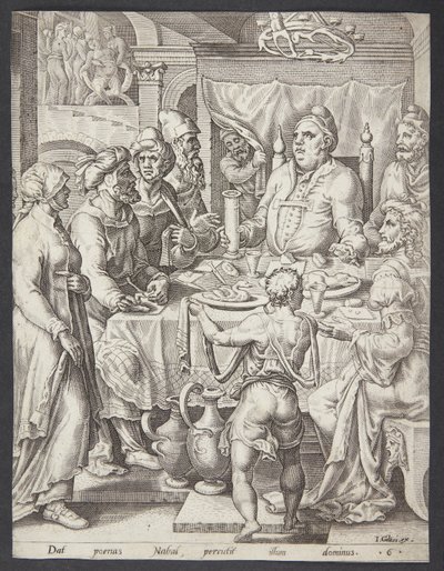 Nabals fest av Ubekendt efter Maarten van Heemskerck