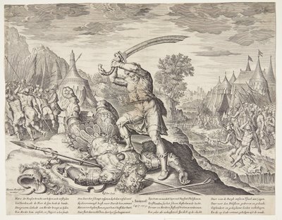 David skär av Goliats huvud av Ubekendt efter ubekendt efter Maarten van Heemskerck