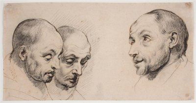 Tre manliga huvuden av Ubekendt kopist efter Anthony van Dyck