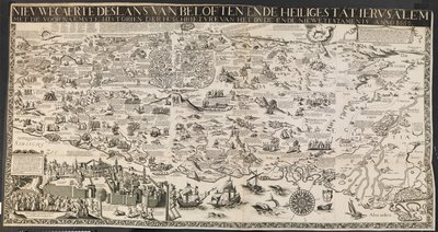 Ny carte des lants av löften och den heliga staden Ierusalem. av Ubekendt nederlandsk aktiv midten af 1600 tallet