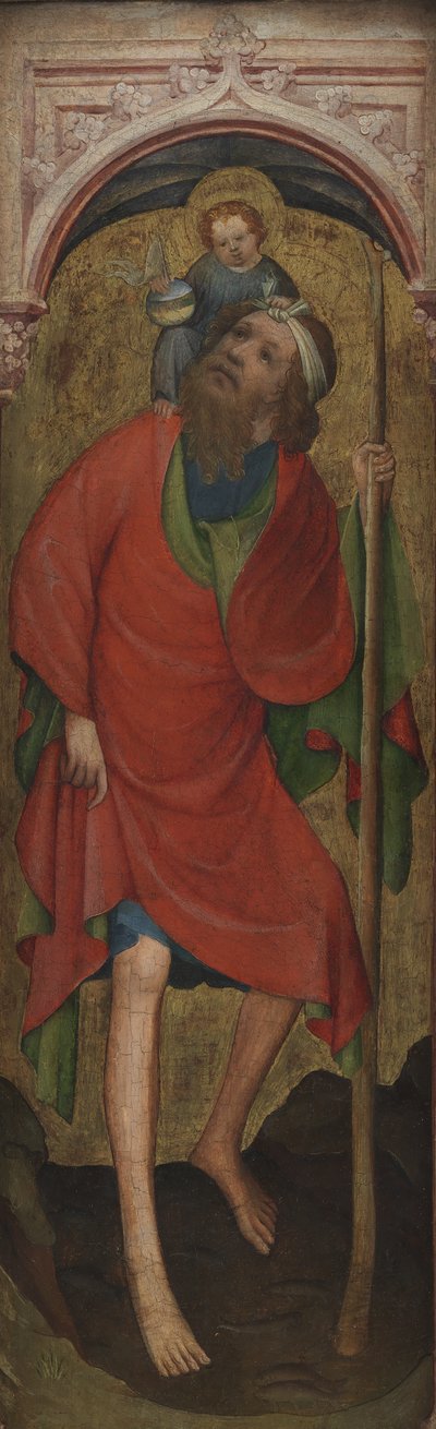St Christopher med barnet av Ubekendt tysk omkring 1400