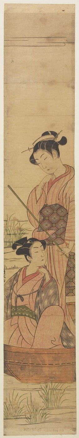 Ungt par i en båt under månen, ca 1770-72 av Uchimasa
