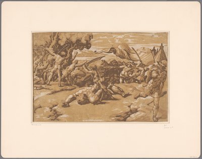 David halshuggar Goliat av Ugo da Carpi