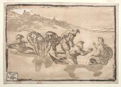 Det mirakulösa draget av fiskar. av Ugo da Carpi