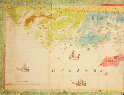 Karta från Nationalbibliotekets kartsamling. Kartan publiceras i Hand Sign () och visar Trøndelag, Nordland, Troms, kusten, havskartan av Ukjent tegner