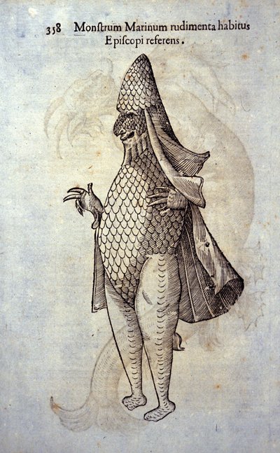 Havets eveque, imaginära fiskar och marina monster av Ulisse Aldrovandi (1522-1605), "Monstrorum Historiae", Bologna 1642 av Ulisse Aldrovandi