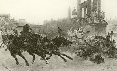 Rom under Trajanus - A chariot race (gravyr) av Ulpiano Checa y Sanz